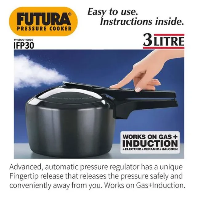 Hawkins Futura Hard Anodised Aluminium Pressure Cooker - Induction Base, Black, IFP30, 3 l-2.webp